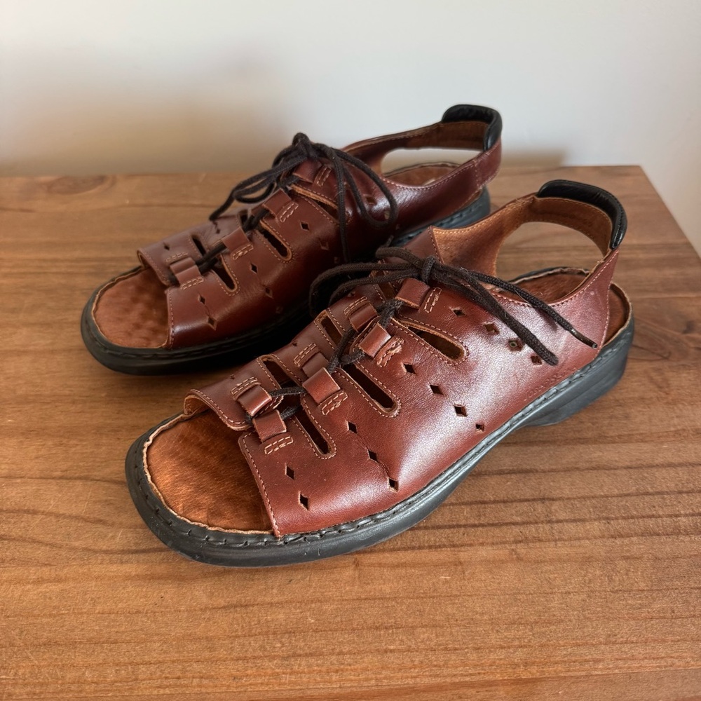 Josef Seibel Chestnut Brown Leather Sandals